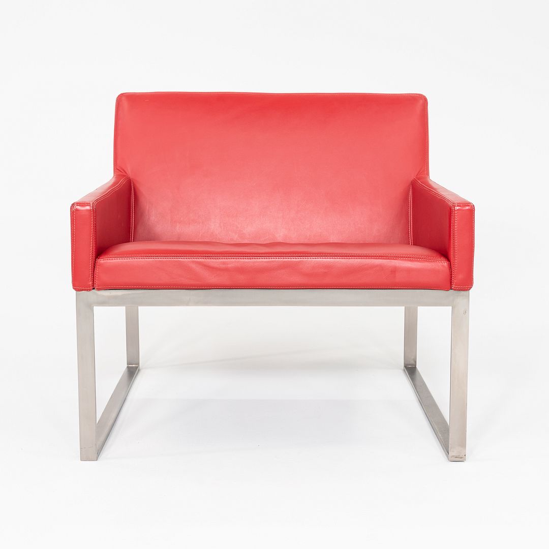 2006 Pair of Fabien Baron for Bernhardt Design B.3 Lounge Chair in Red Leather
