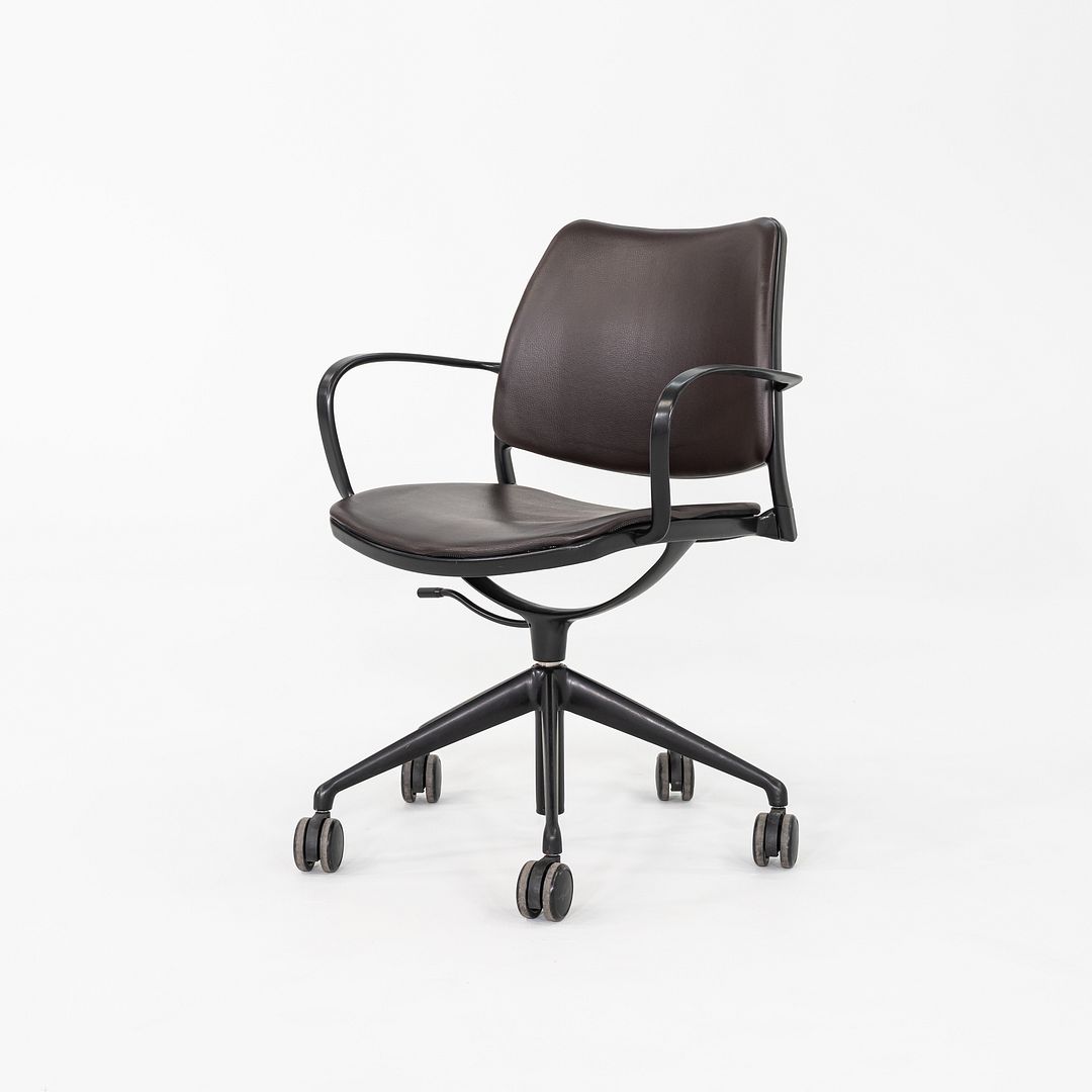 2010s Jesus Gasca for STUA Gas Desk Chair Brown Leather w/ Black Frame 6x Avail