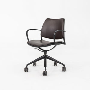 2010s Jesus Gasca for STUA Gas Desk Chair Brown Leather w/ Black Frame 6x Avail