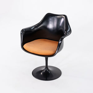 2000s Eero Saarinen for Knoll Tulip Dining Arm Chair in Black w/ Orange Cushion