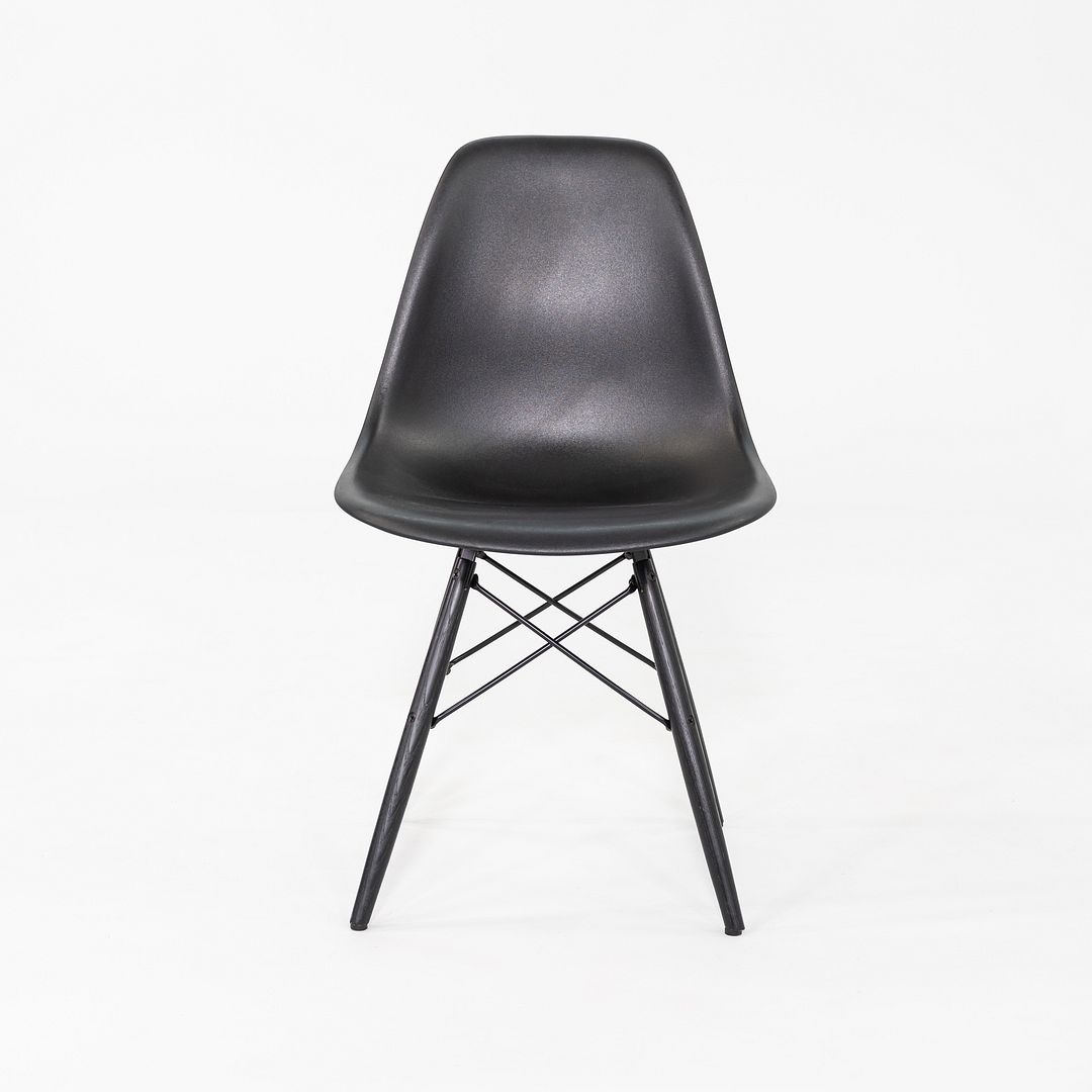 2018 Set of Four Herman Miller Eames DSW Dining Side Chairs in Black Plastic