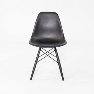 2018 Set of Four Herman Miller Eames DSW Dining Side Chairs in Black Plastic