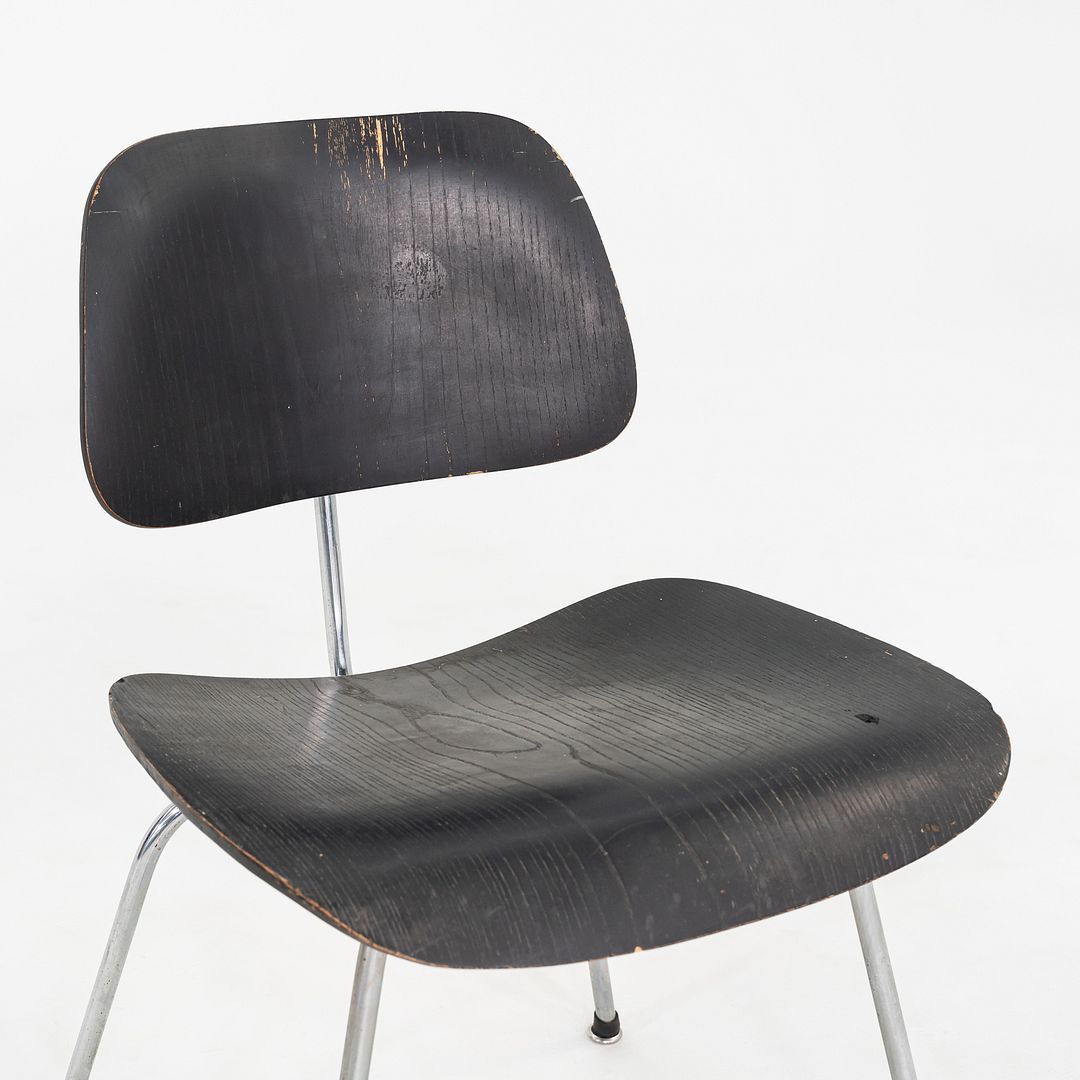 1954 Pair of Charles & Ray Eames Herman Miller DCM Dining Chairs Ebonized Wood
