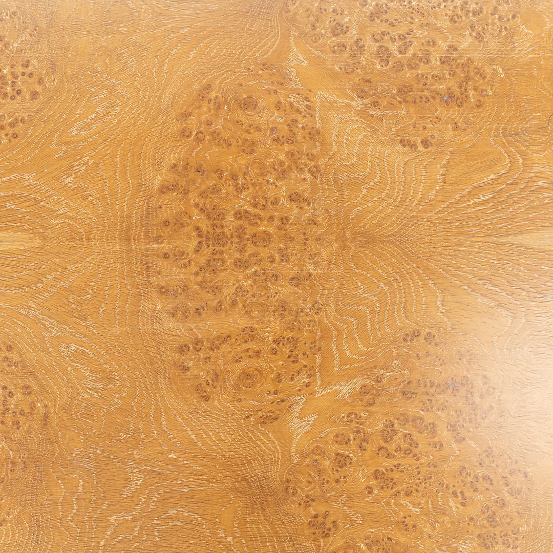 2004 Nicos Zographos Custom Burled Oak Conference Table w/ Stainless Steel Base