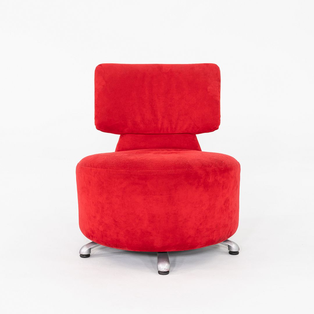 2000s Pair of Toshiyuki Kita for Cassina AKI Lounge Chairs Red Suede Upholstery
