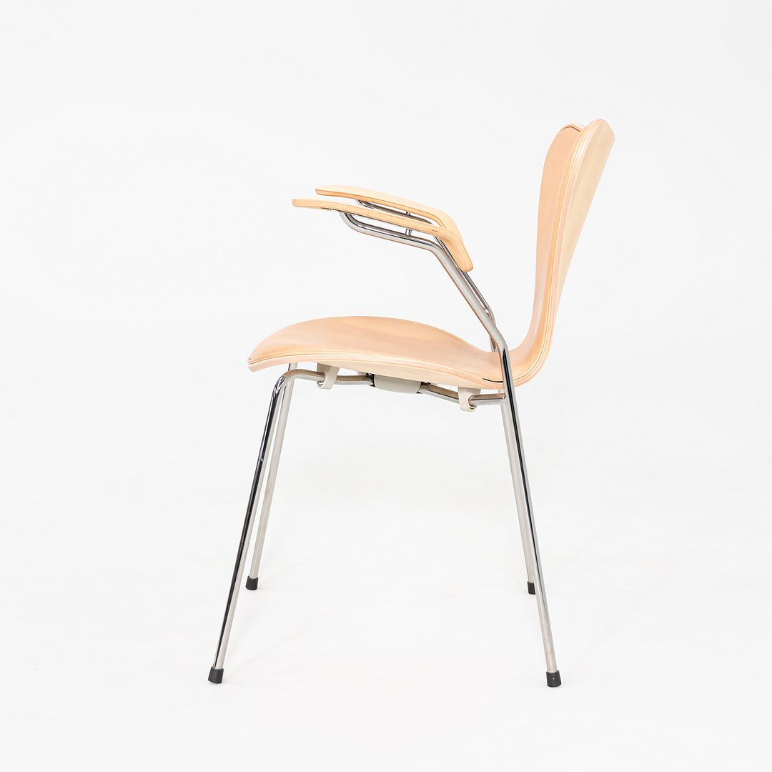 2012 Arne Jacobsen for Fritz Hansen Series 7 Dining Arm Chair Maple and Leather