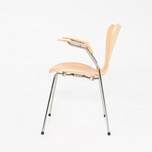 2012 Arne Jacobsen for Fritz Hansen Series 7 Dining Arm Chair Maple and Leather