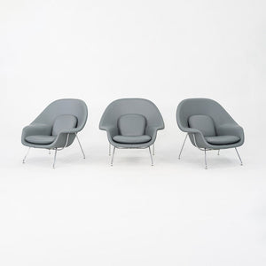 2010s Eero Saarinen for Knoll Medium Womb Lounge Chair in Grey Leather 3x Avail