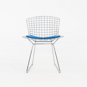 2000s Set of Five Harry Bertoia for Knoll Chrome Dining Chairs w/ Blue Cushions