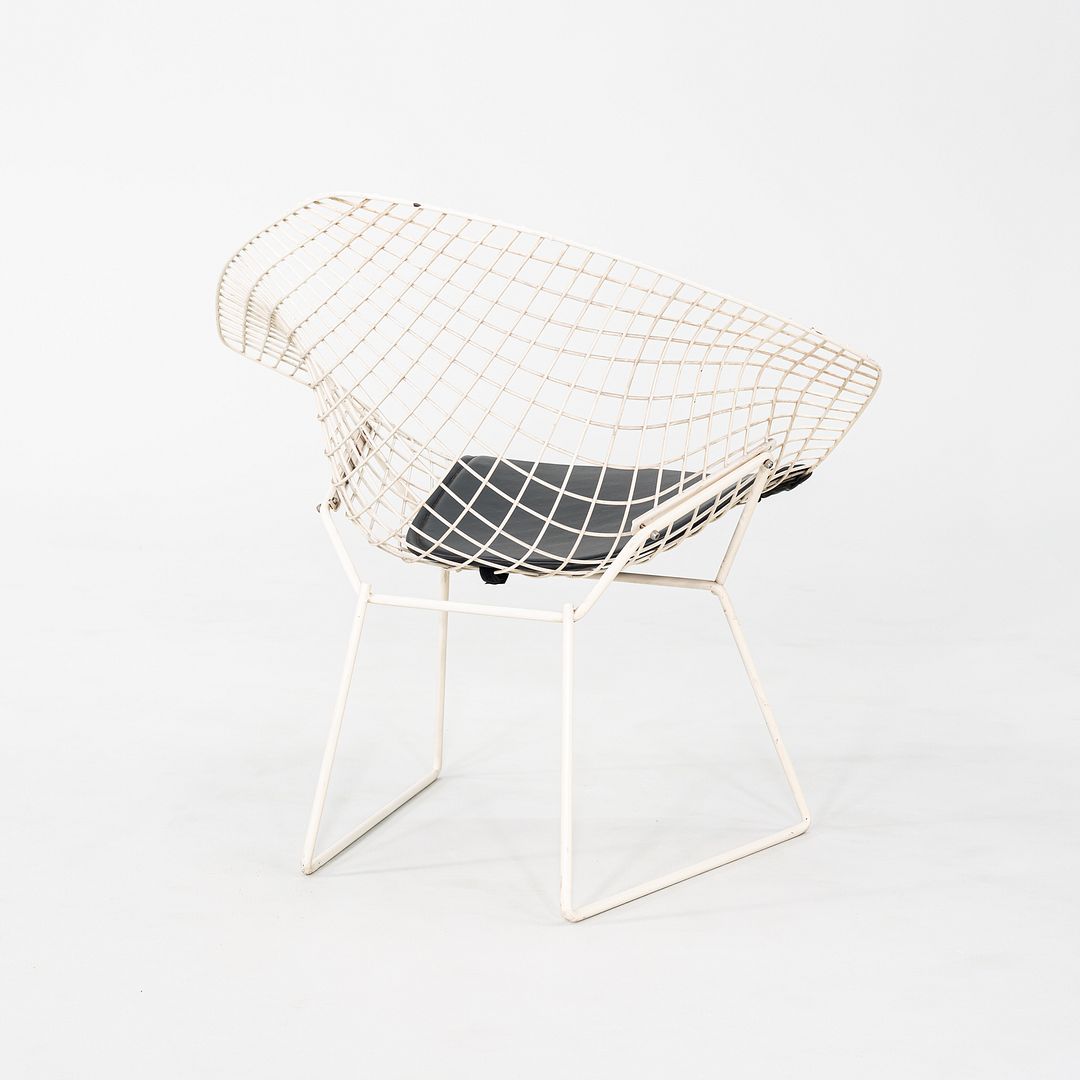 1960s Harry Bertoia for Knoll Diamond Lounge Chair w/ Black Leather Seat Cushion