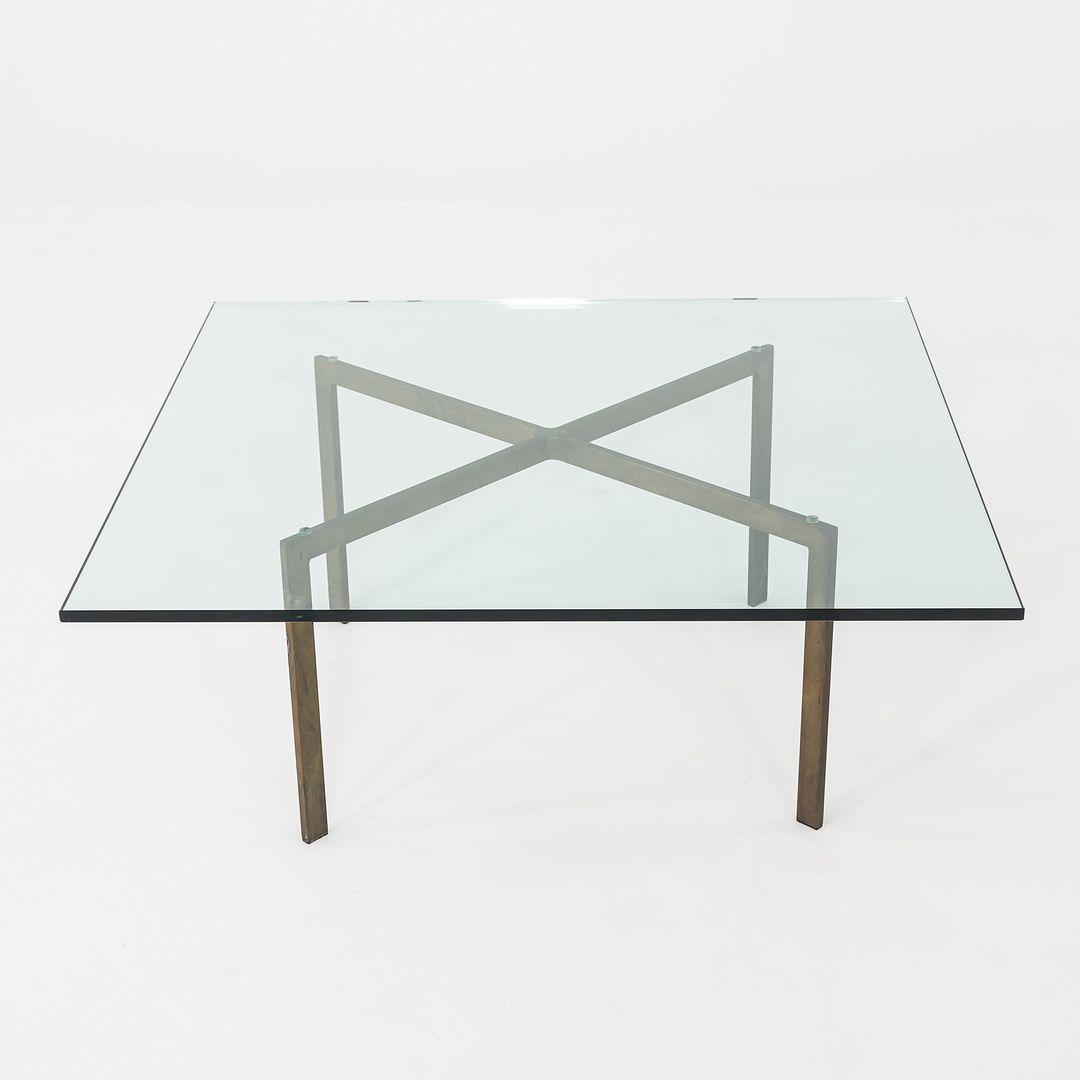 1960s Mies van der Rohe Barcelona Coffee Table with Bronze Base and Glass Top