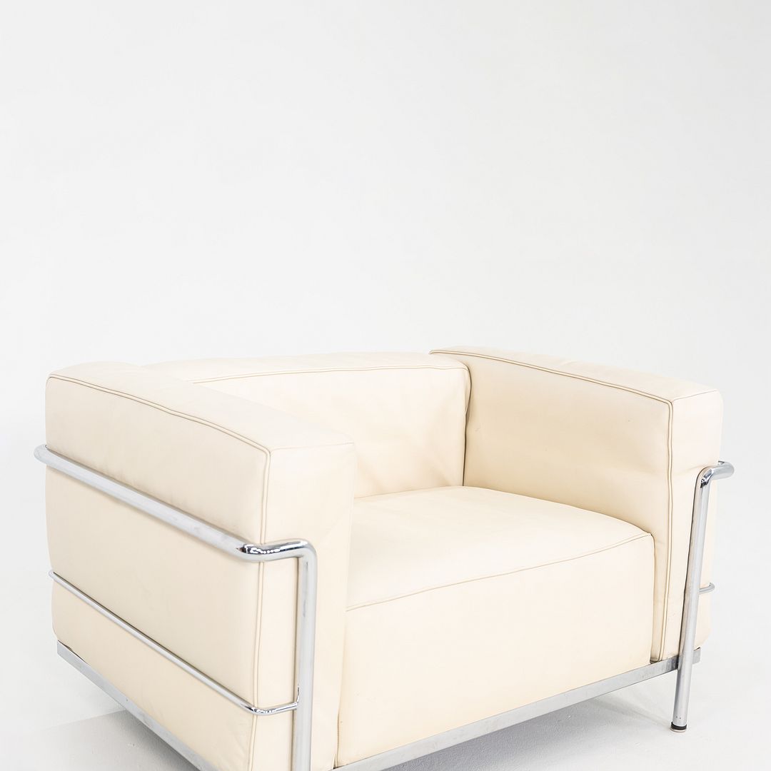 2000s Le Corbusier Jeanneret Perriand for Cassina LC3 Club Lounge Chair in Ivory