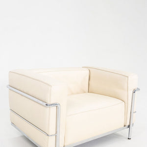 2000s Le Corbusier Jeanneret Perriand for Cassina LC3 Club Lounge Chair in Ivory