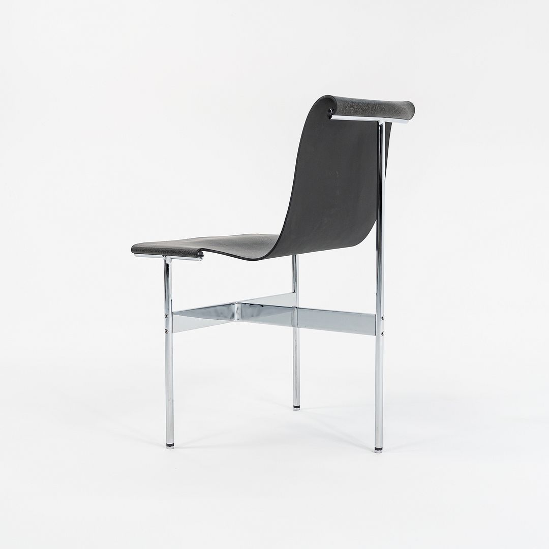 Set of Four Made to Order Gratz TG-10 Sling Dining Chairs Black Speckled Leather