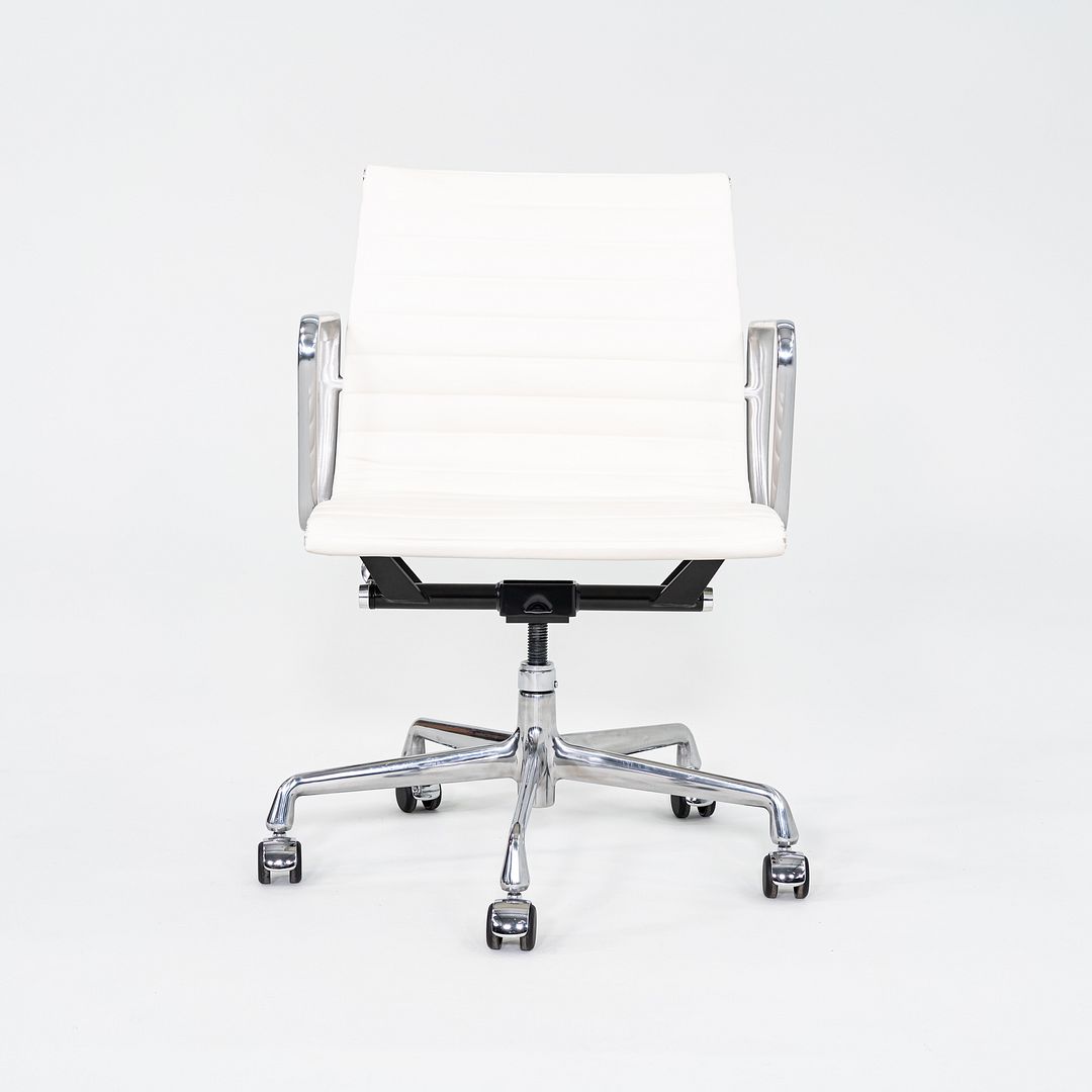 2023 Herman Miller Eames Aluminum Management Desk Chair White Leather 4x Avail