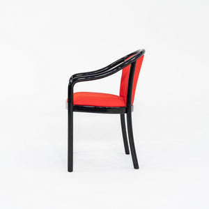 1980s Lacquered Wood Dining Arm Chair with Red Upholstery by Tonon in Italy