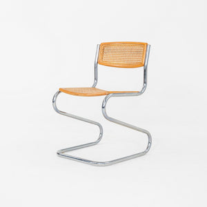 C. 1977 Italian Cantilever Side Chair in Chromed Steel with Caned Seat and Back