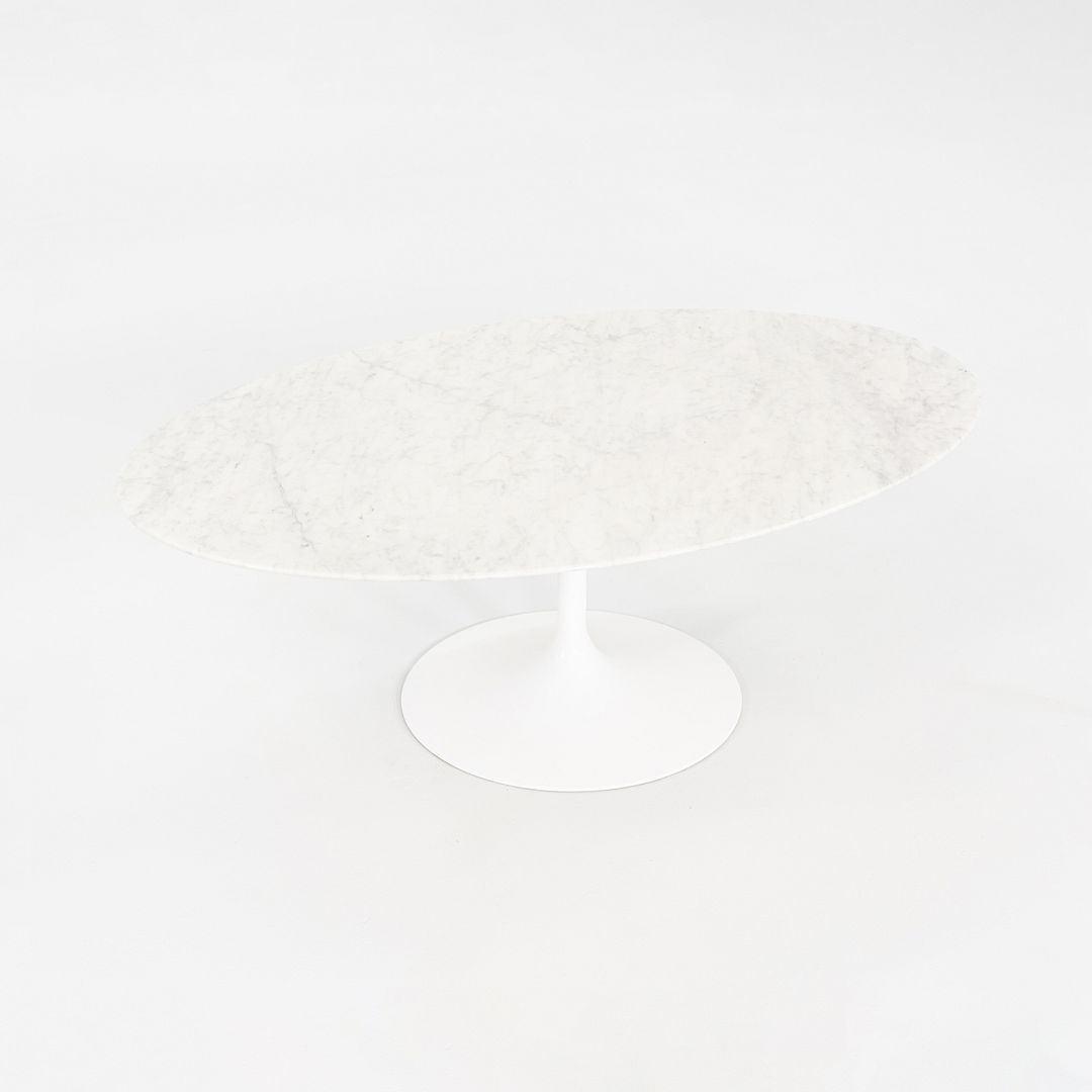 2010s Eero Saarinen for Knoll 42" Oval Tulip Coffee Table w/ Carrara Marble Top
