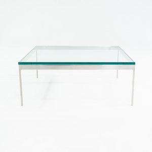 1980s Nicos Zographos Stainless Steel Square Coffee Table with Square Glass Top