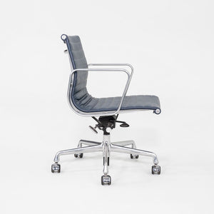 2020s Herman Miller Eames Aluminum Group Management Desk Chair in Blue Leather