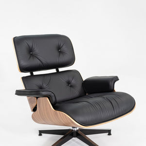 2025 Herman Miller  Tall Eames Lounge Chair & Ottoman in Black Leather & Walnut