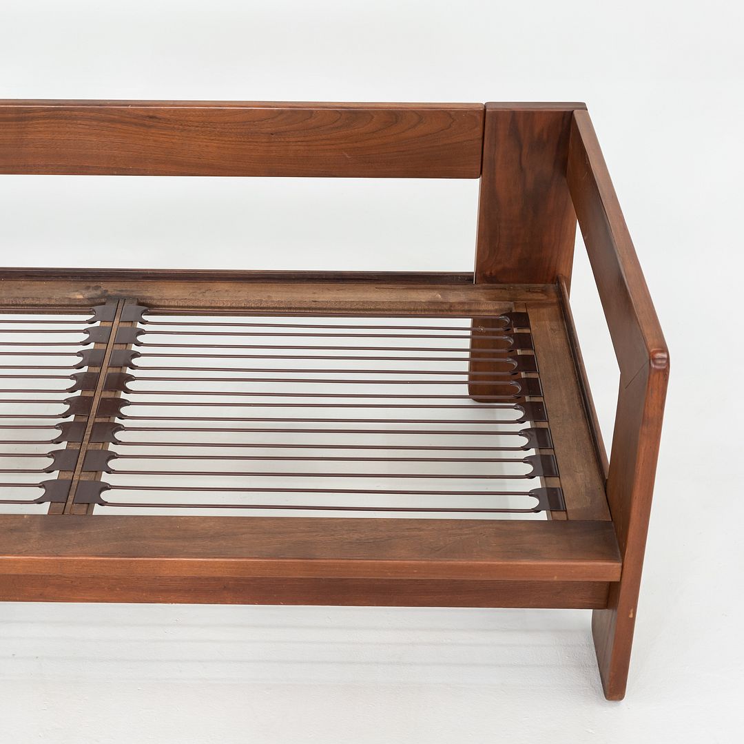 1980s Afra and Tobia Scarpa for Knoll Bastiano Three Seat Sofa Walnut w/ Tweed