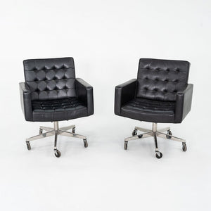 1971 Vincent Cafiero for Knoll Black Leather Rolling Desk Chair 4x Available