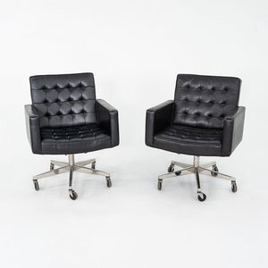 1971 Vincent Cafiero for Knoll Black Leather Rolling Desk Chair 4x Available