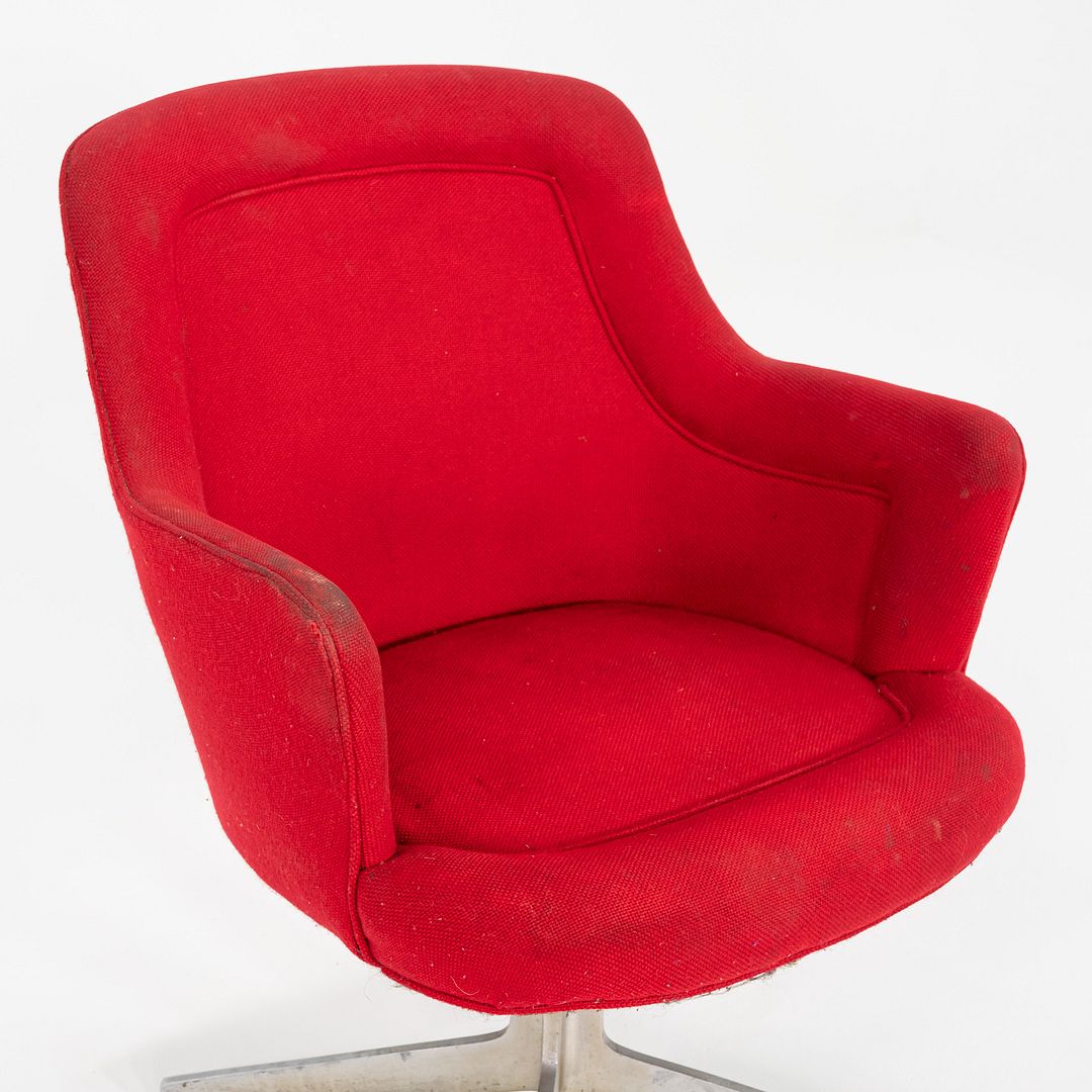 1960s Ward Bennett for Lehigh Furniture Arm Chair in Red Fabric and Aluminum