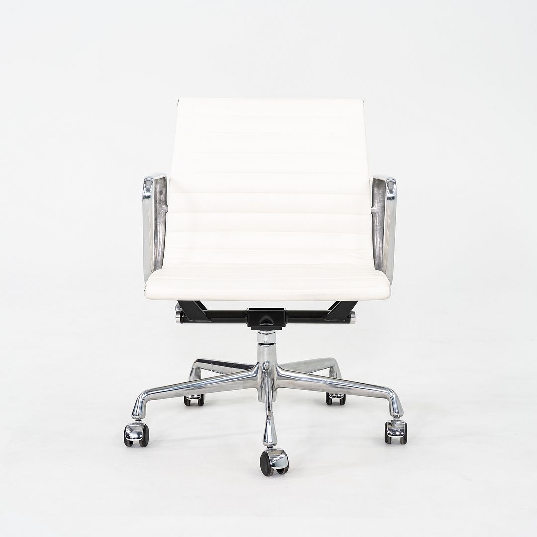 2023 Herman Miller Eames Aluminum Group Management Desk Chairs in White Leather 10x Available
