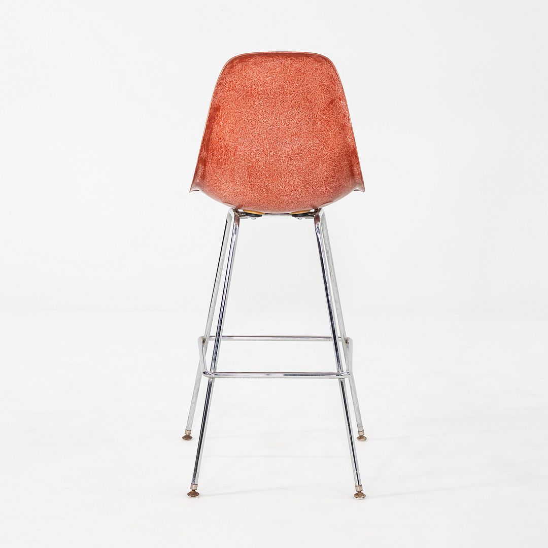 2010s Eames Modernica Bar Stool in Steel and Orange Red Fiberglass 13x Available