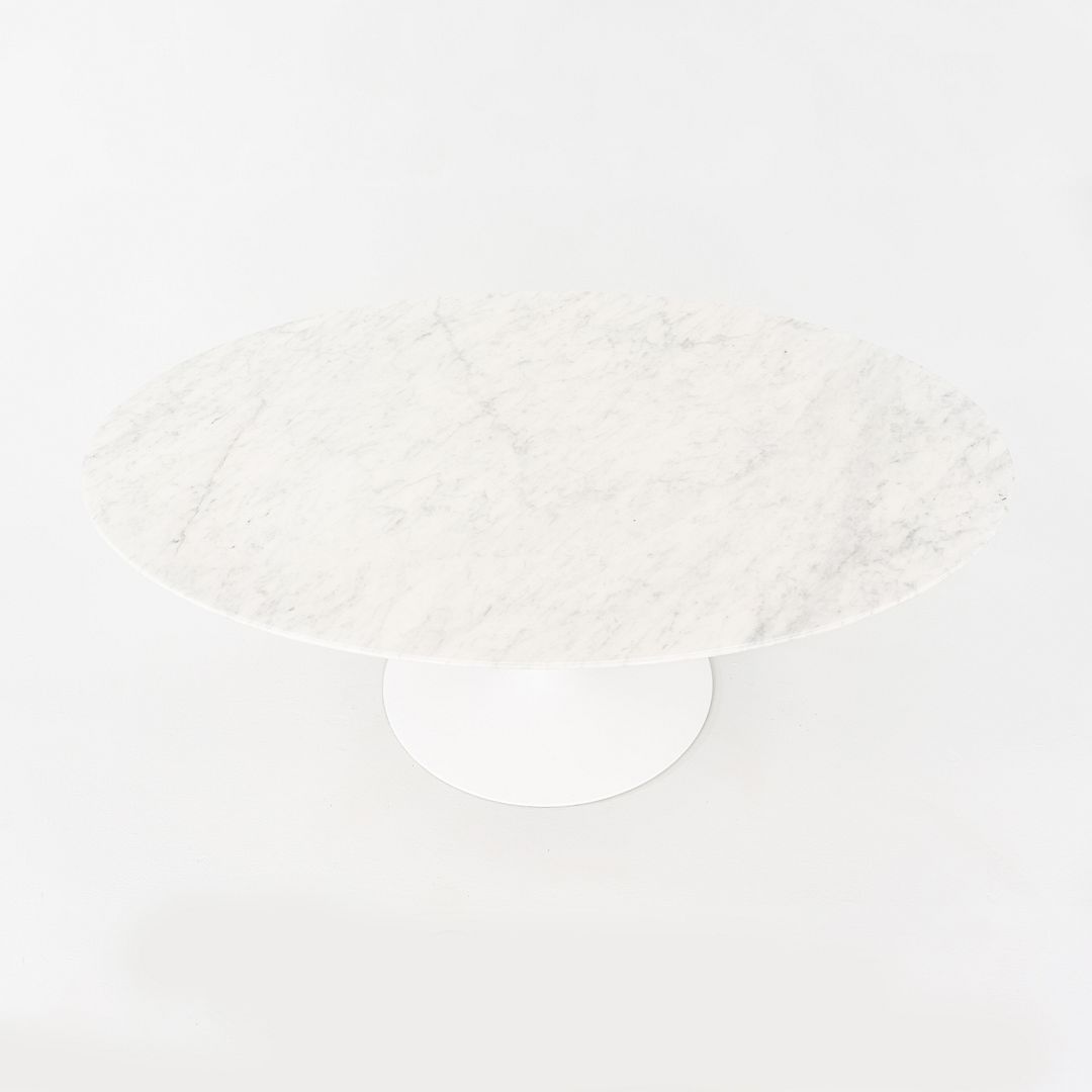 2010s Eero Saarinen for Knoll 42" Oval Tulip Coffee Table w/ Carrara Marble Top