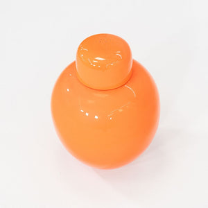 1970s Italian Porcelain Ginger Jar Vessel with Coordinating Top in Orange 10"