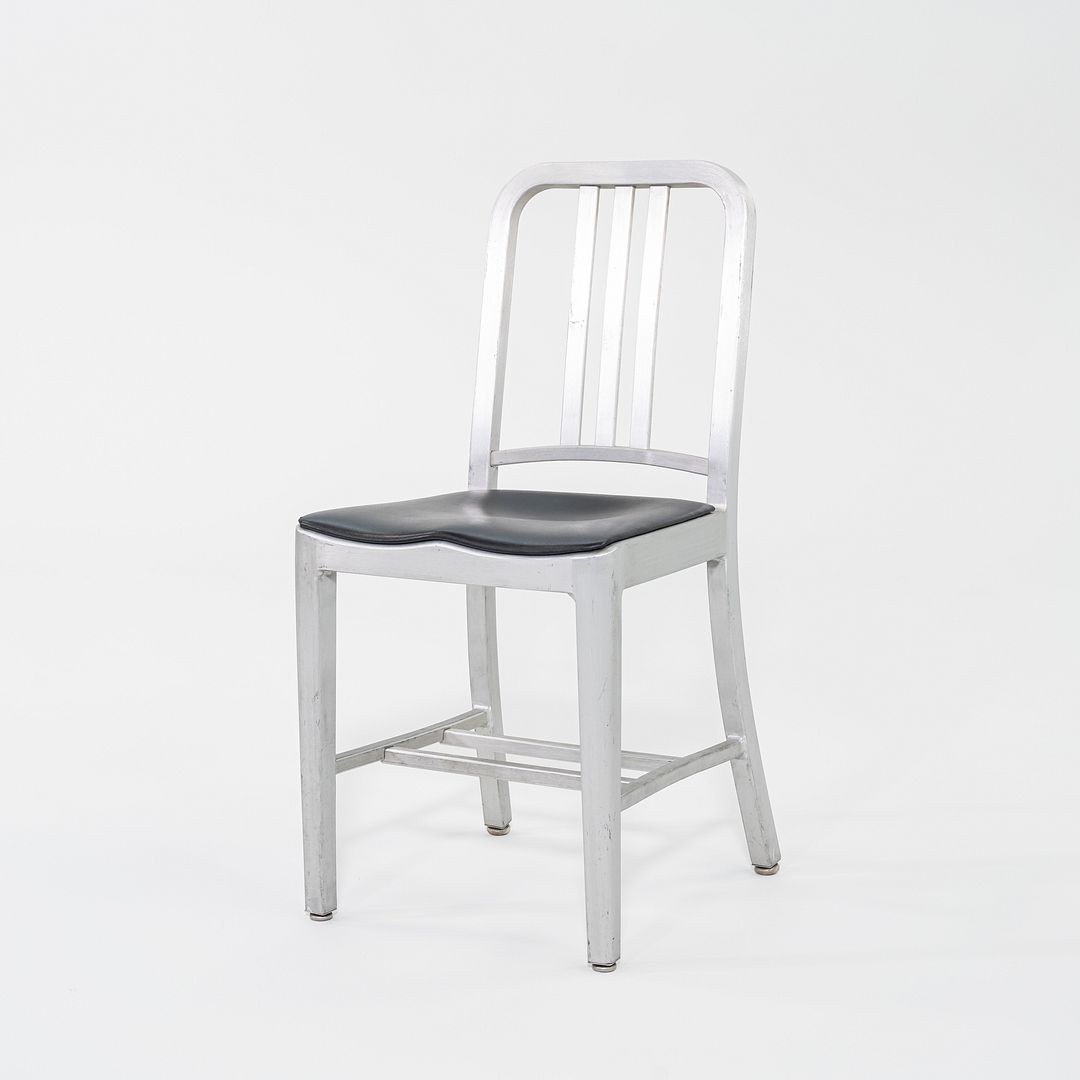 2010s Emeco 1006 Navy Dining Chair Aluminum with Black Seat Pad 35x Available