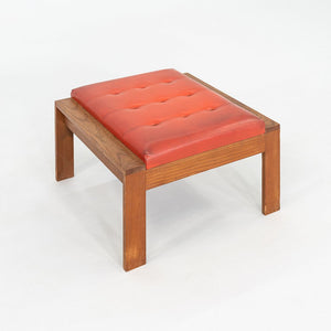 1960s Modern Ottoman Stool by C.I. Designs Wood with Persimmon Vinyl Upholstery
