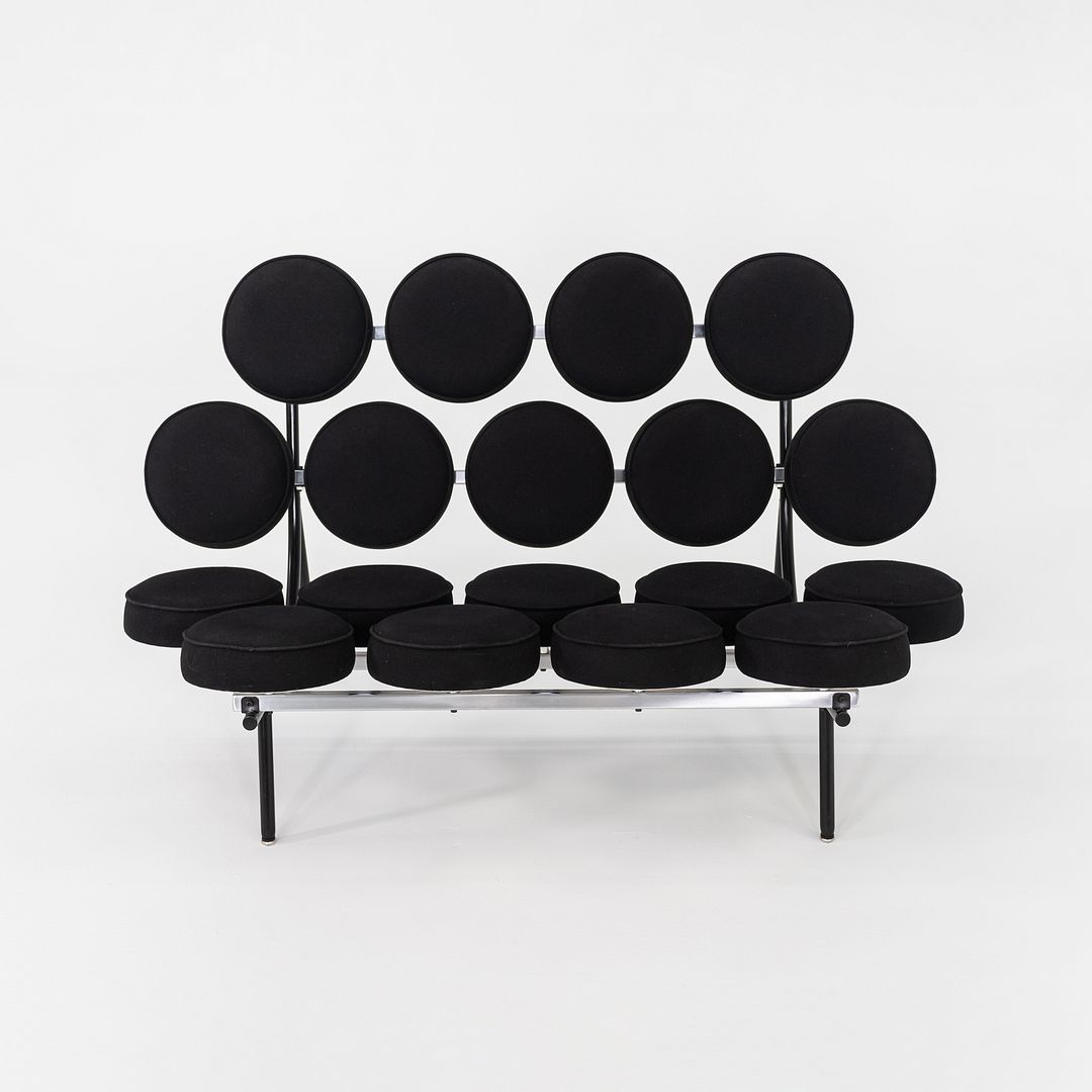 2001 George Nelson for Herman Miller Marshmallow Sofa in Black Upholstery Fabric