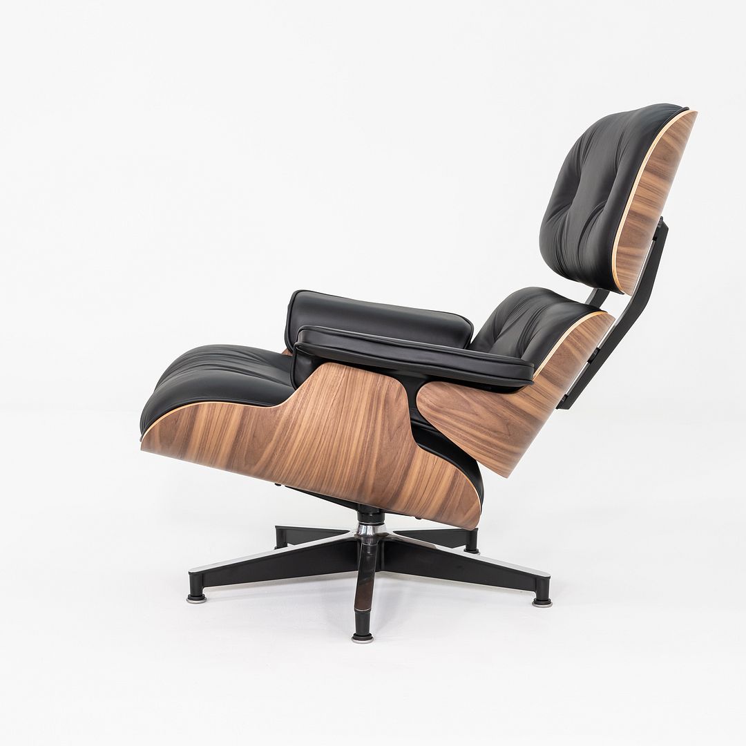 2025 Herman Miller  Tall Eames Lounge Chair & Ottoman in Black Leather & Walnut