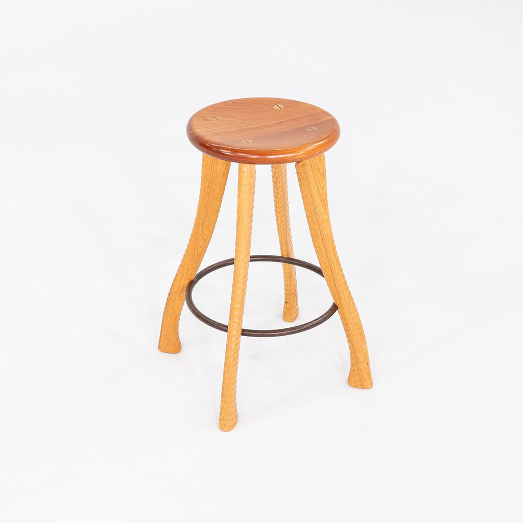 1990s Brad Smith Bradford Woodworking Studio Craft Ax Counter Stool Cherry & Ash