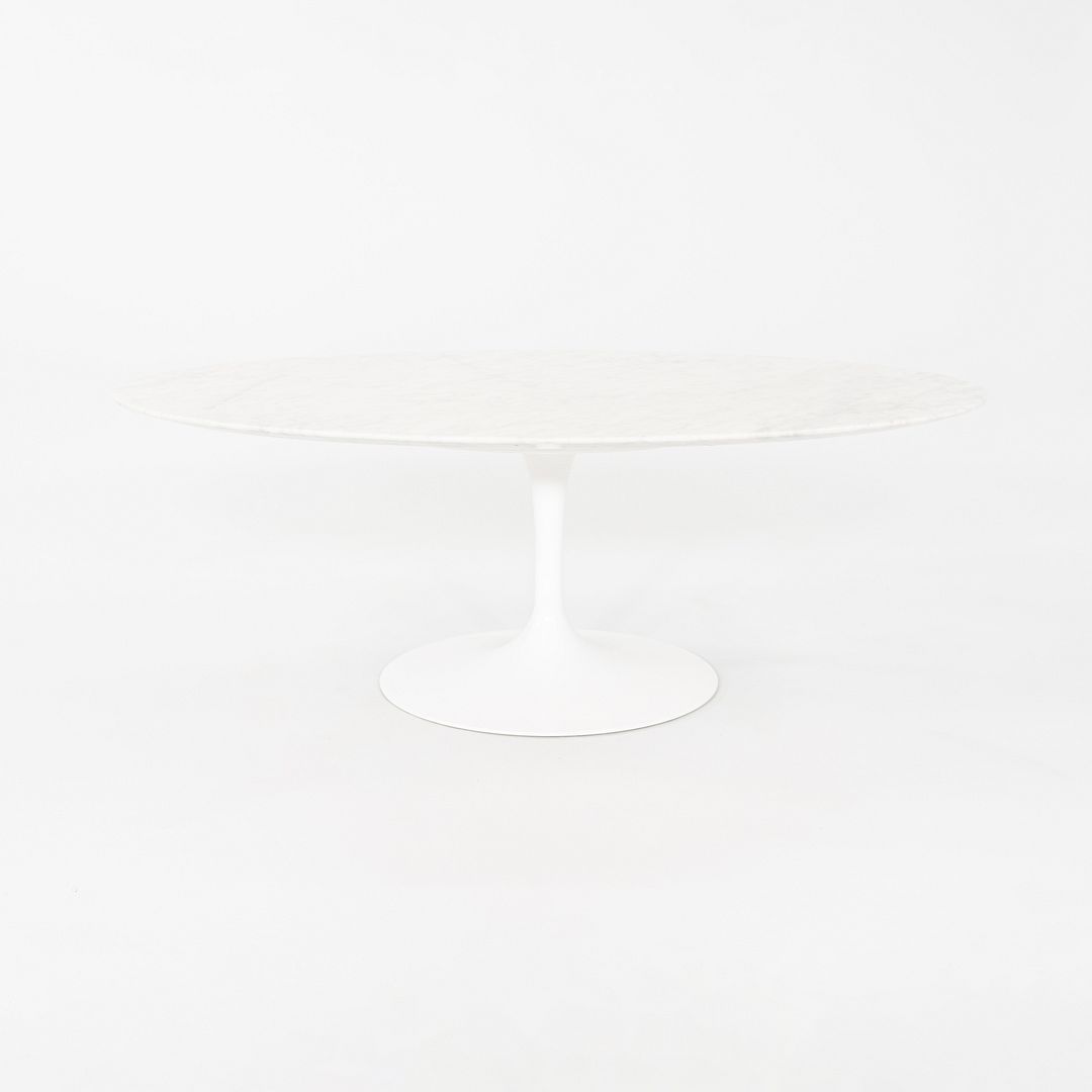 2010s Eero Saarinen for Knoll 42" Oval Tulip Coffee Table w/ Carrara Marble Top