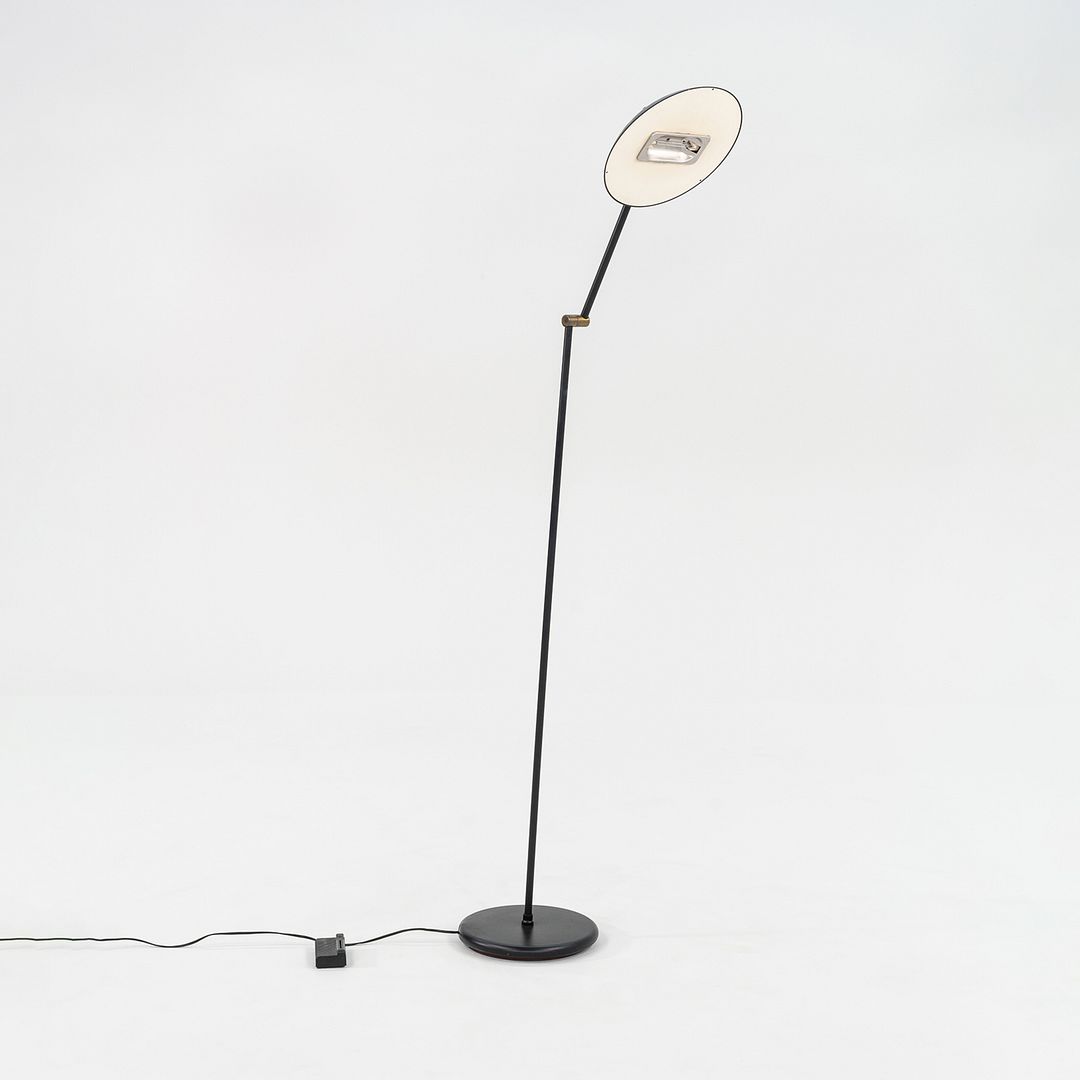 1980s Relux Milano Adjustable Steel Floor Lamp in Black Made in Italy 42 inches