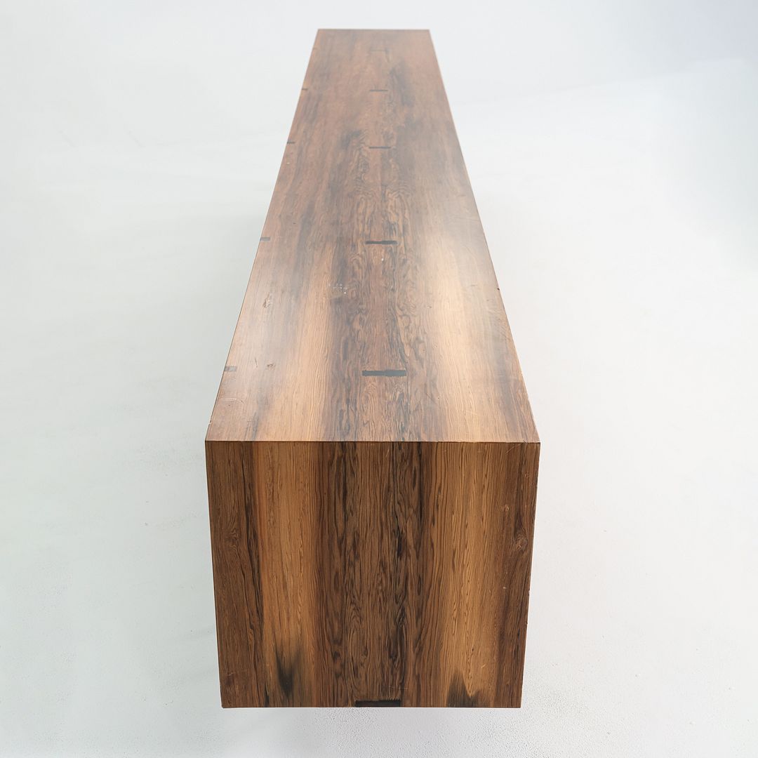 2010s Custom Reclaimed Hardwood Credenza with Steel Base, 19 x 144 x 29 inches