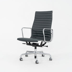 2010s Herman Miller Eames Aluminum Group Executive Desk Chair Dark Green Leather