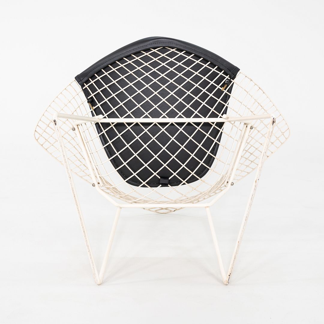 1960s Harry Bertoia for Knoll Diamond Lounge Chair w/ Black Leather Seat Cushion