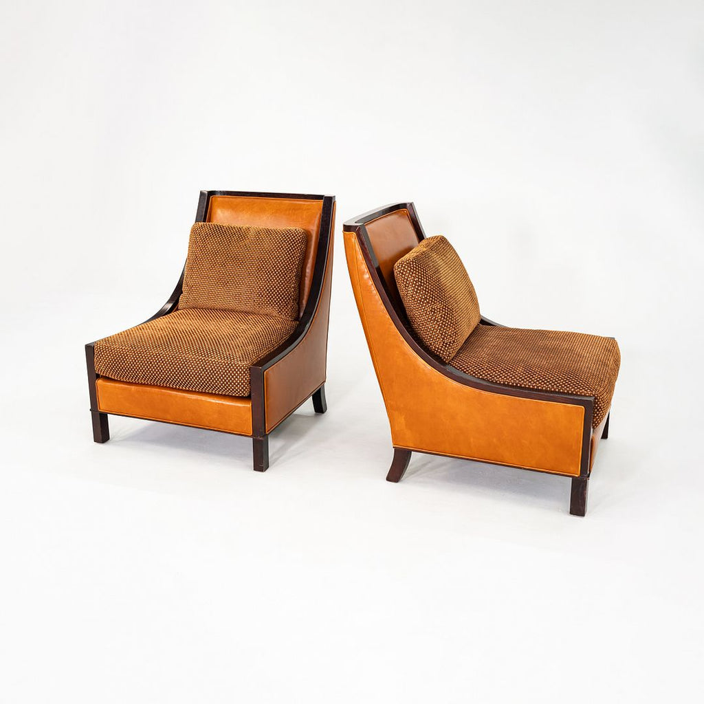 2010s Barbara Barry for Baker Slipper / Lounge Chair in Cognac Leather 6x Avail