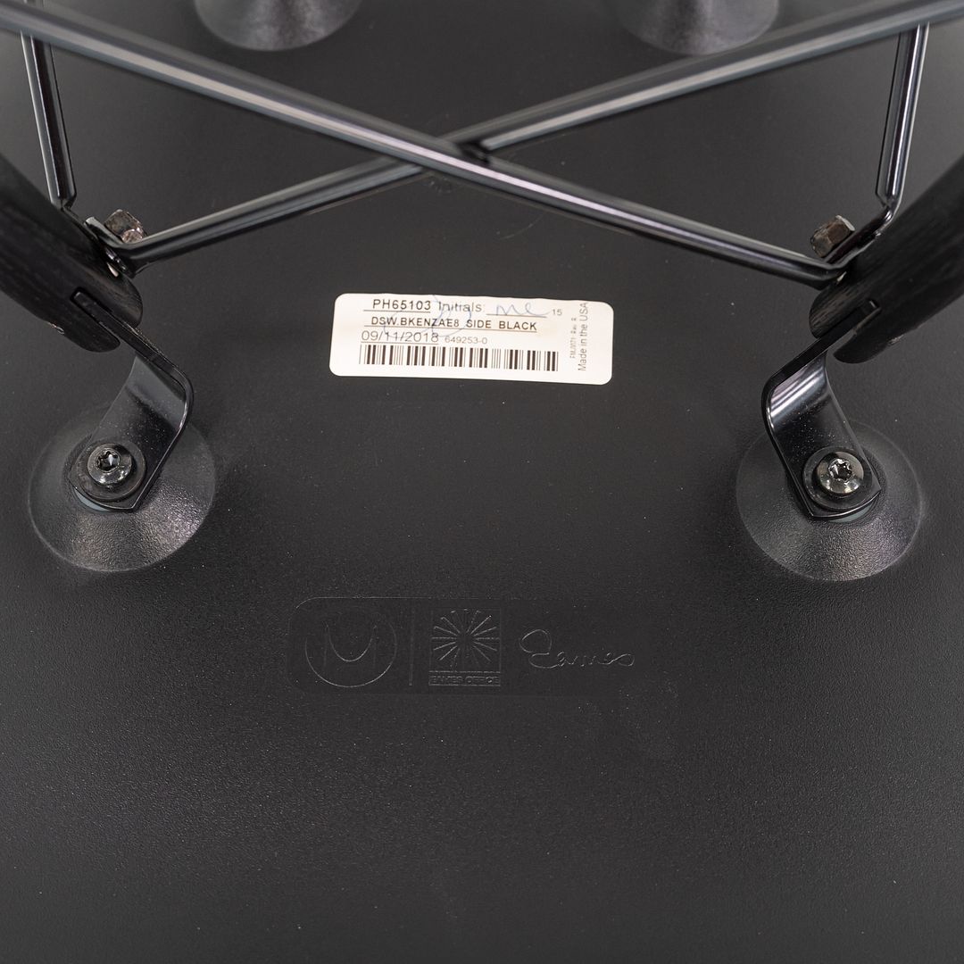 2018 Set of Four Herman Miller Eames DSW Dining Side Chairs in Black Plastic