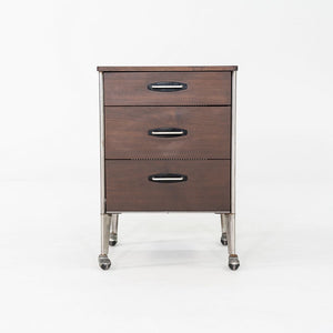 1950s Raymond Loewy for Hill Rom Rolling 3-Drawer Cabinet / Nightstand in Walnut