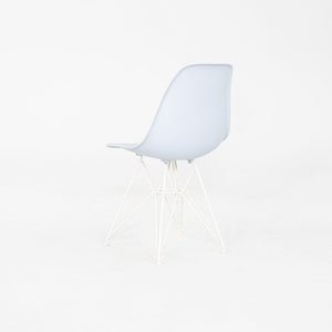2019 Pair Herman Miller Eames DSR Dining Chairs in Blue Plastic with Eiffel Base