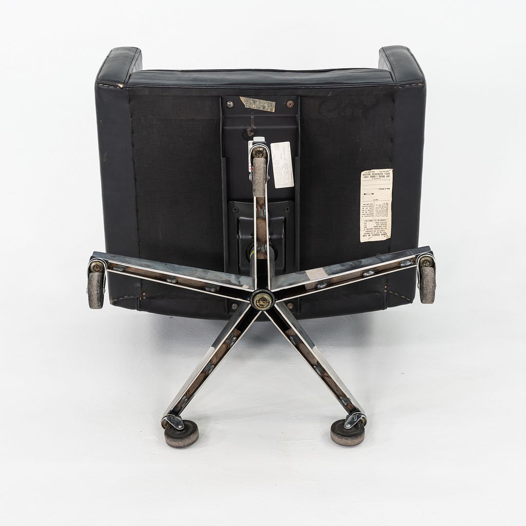 1971 Vincent Cafiero for Knoll Black Leather Rolling Desk Chair 4x Available