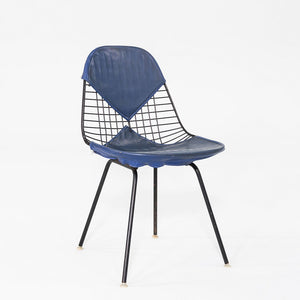 C. 1957 Herman Miller Eames Wire DKX-1 in Black Steel with Bikini Pad in Blue