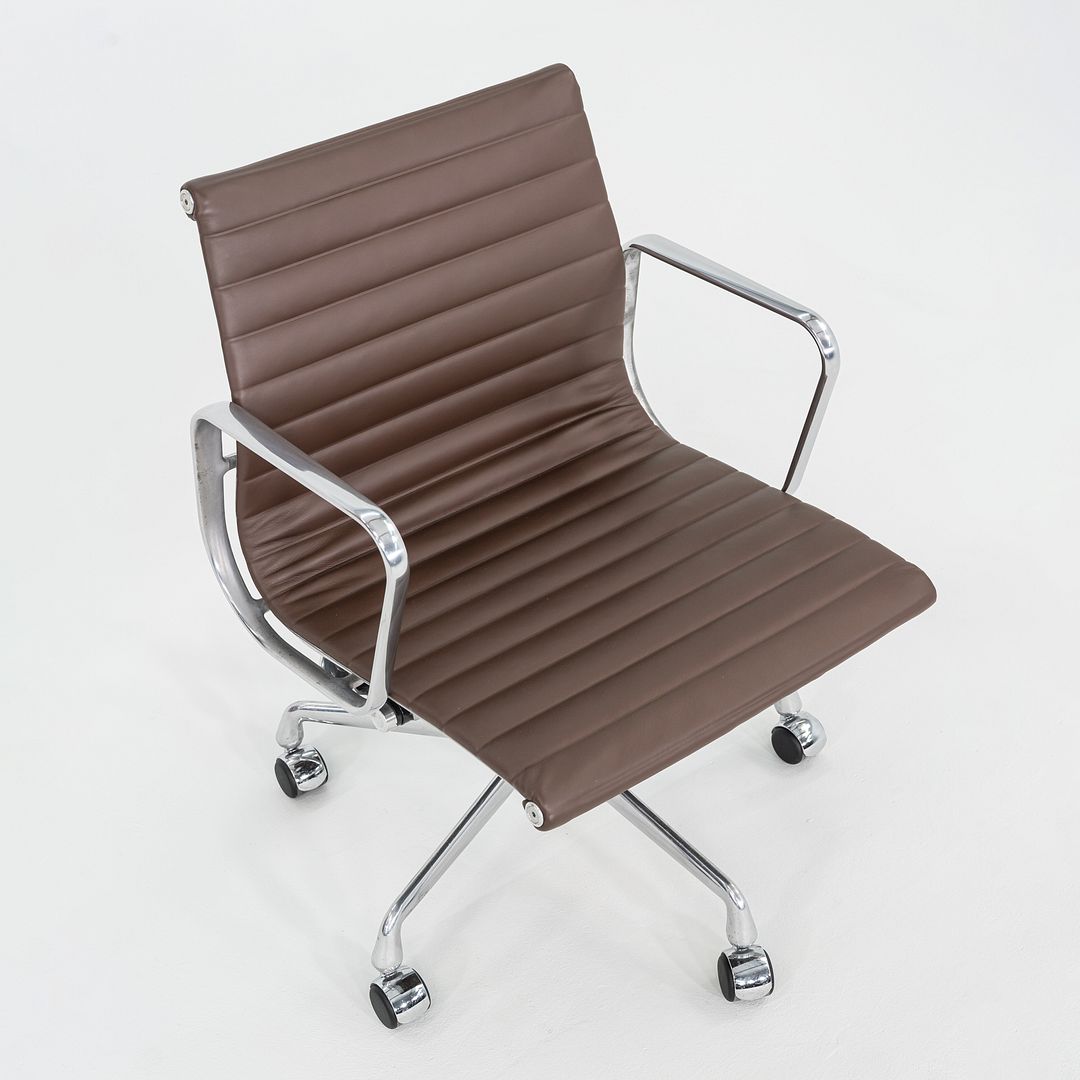 SOLD 2010s Herman Miller Eames Aluminum Group Management Desk Chair in Brown Leather